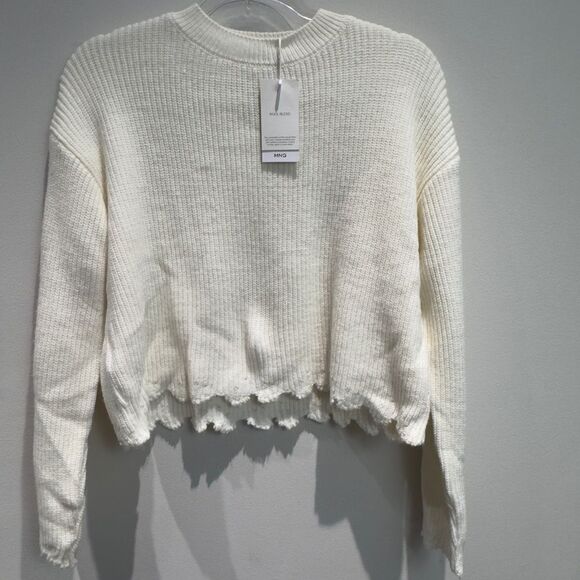 NWT -MNG Cream Distress Edges Wool Blend Size XS - Picture 1 of 7